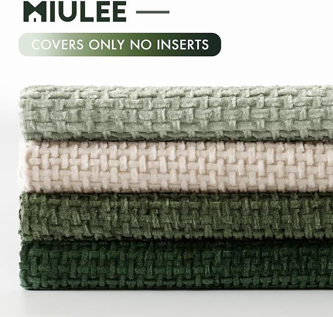 MIULEE Soft Decorative Chenille Pillow Covers Green 20x20 Pack of 4 | Nordic - Image 6