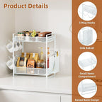 VITVITI Coffee Bar Organizer with Mug Holder, Metal Coffee Station Organizer for Countertop, 2 Tier Cup Mug Holders Rack with Basket for Kitchen Office, Black