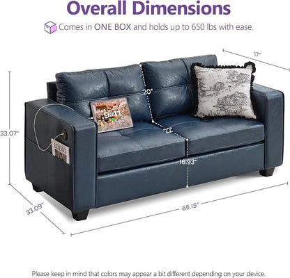 TYBOATLE 65" Faux Leather Loveseat - Image 2