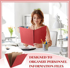 12 Pcs Classification Folders Letter Size, Back to School Supply for Teacher, Student, 2 Pocket Dividers Pressboard File Folder Bulk with 2 Fasteners, 2 in Expanding File Organizer (Red)