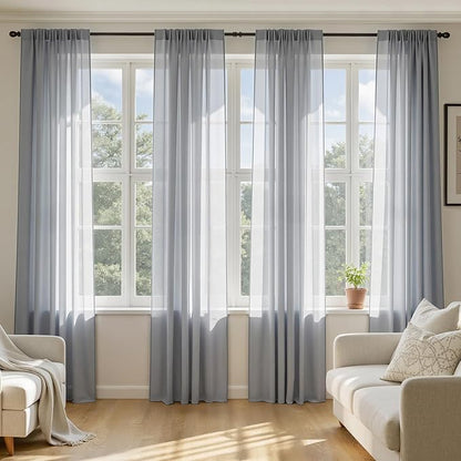 MIULEE Dark Grey Sheer Curtains 72 Inches Long 4 Panels 54 x 72 Inches | Light by MIULEE
