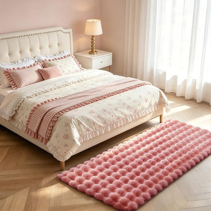 Dusty Rose Rabbit Plush Rug 2'x6', Fluffy Shaggy Area Rug - Image 3