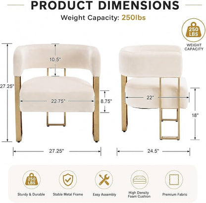 Modern Barrel Accent Chairs Set of 2, Living Room Side Chairs - Image 2