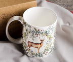 Maison d' Hermine Coffee Mug with Handles Fine Bone China Mugs Pack of Two Tea Cups for Hot Beverages Cappuccino Latte Home Restaurant Office Perfect for Gift (Holly Time, 12 Ounce)