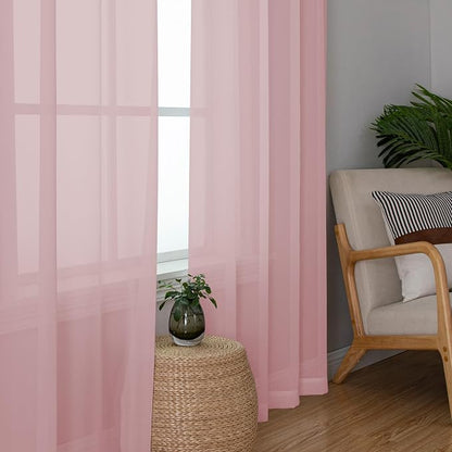 Chyhomenyc Blush Pink Sheer Curtains 78 Inches Long 2 Panels Set - Image 4