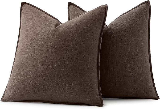 MIULEE Decorative Linen Pillow Covers 16x16 Inch Reddish Brown | Boho - Image 6