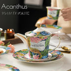 ACMLIFE Tea Cup and Saucer Set for 1, Vintage Floral Bone China Tea Cup Set with Saucer 24K Gold, Porcelain Tea Cup with Spoon and Gift Box, 6.8 oz (Green)