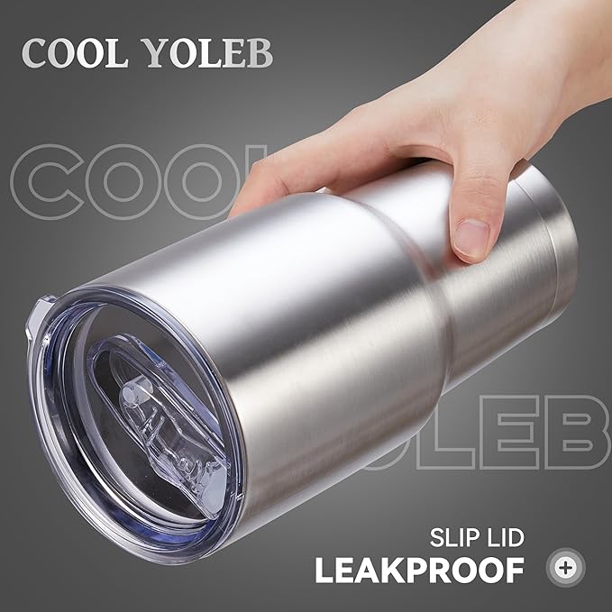 30 oz Tumbler with Lid Stainless Steel Tumblers Bulk Vacuum Insulated Cup Reusable Powder Coated Travel Mug Double Wall Leak Proof Cups Keep Cold Drinks for 12 Hours Stainless, Set of 8