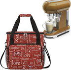 Love Joy Laugh Letter Red Coffee Maker Carrying Bag, Coffee Machine Travel Storage Tote Bag Compatible with K-Mini or K-Mini Plus, Portable Single Serve Coffee Brewer Case with Pockets for K-Cup Pods