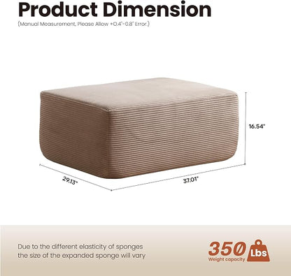 ovios 37" Corduroy Ottoman, Upholstered Cloud Ottoman - Image 2