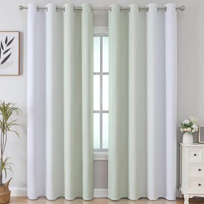 Sage Green and Greyish White Ombre Blackout Curtains - Image 2