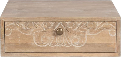 Kate and Laurel Mirza Transitional Carved Wood Floating Side Table, Natural Wood - Image 8