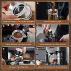 54mm Espresso Accessories Kit, Coffee Distributor and Tamper Leveler, WDT Tool and Dosing Funnel Set Fits 54 mm Espresso Machines and Portafilters