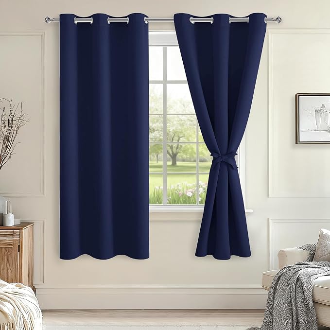 Blackout Curtains for Bedroom, 38 x 63 Inch, 2 Panels | Thermal Insulated by Hiasan