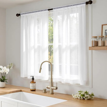 MIULEE 4 Panels White Extra Wide Sheer Curtains 59 x 63 Inches | Light Filtering - Image 2