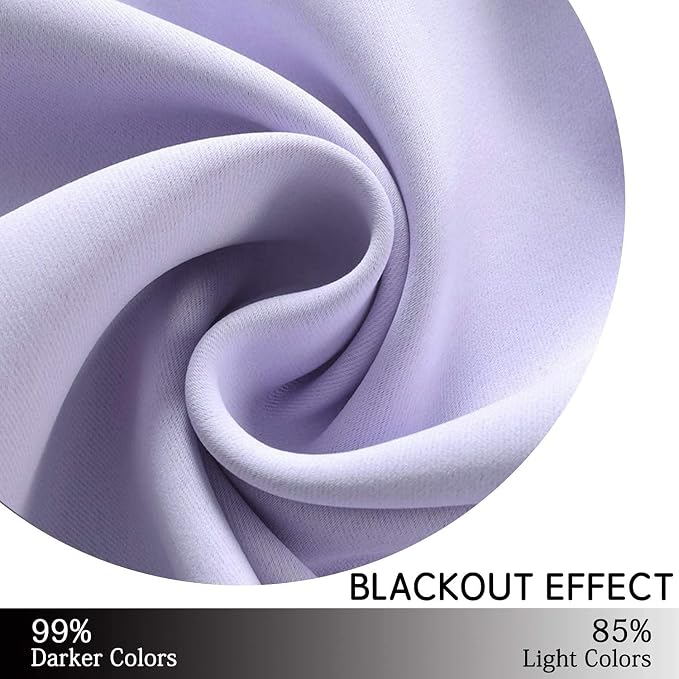 Yakamok Room Darkening Curtains 42x84 inch Length Lilac-Living Room | 2 panels - Image 6