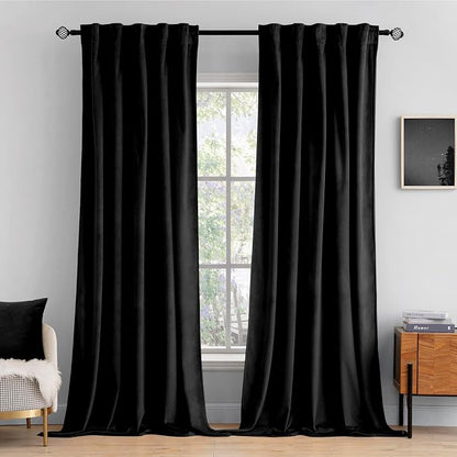 MIULEE Black Velvet Curtains 52x96 inches 2 Panels Luxury Blackout Curtains | by MIULEE