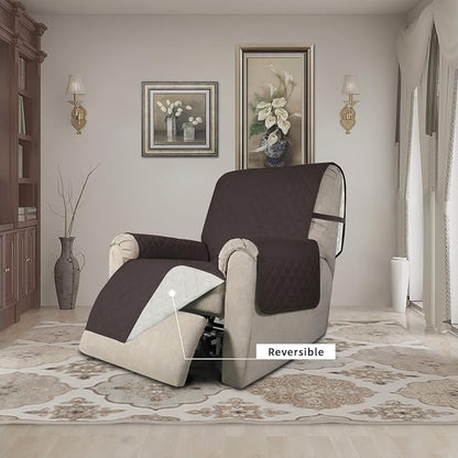 Easy-Going Reversible Couch Cover, Recliner 22 in, Chocolate/Ivory | Machine - Image 2