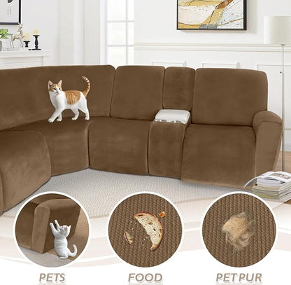 Arfntevss Sectional Recliner Couch Covers Velvet Washable Corner Sectional Sofa - Image 7