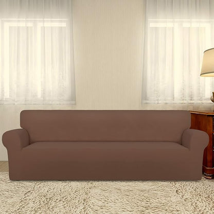 PureFit Stretch Couch Covers for Sofa 4 Seater Slipcovers Brown | 1-Piece Sofa - Image 2