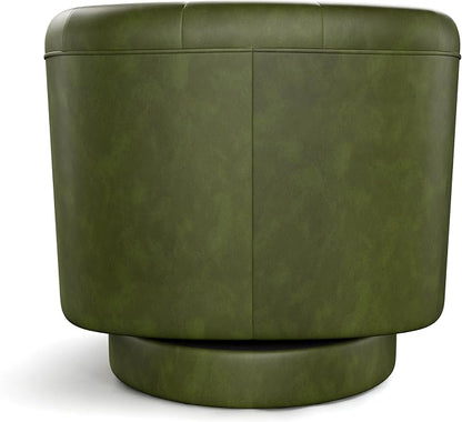 Swivel Barrel Accent Chairs Set of 2, Round Nailhead Faux Leather Living Room - Image 9