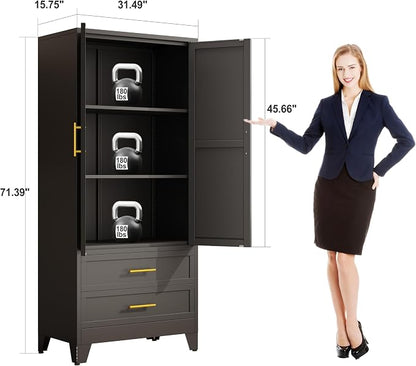 erosoei 71" H Metal Pantry Storage Cabinet, Office File Cabinets - Image 2