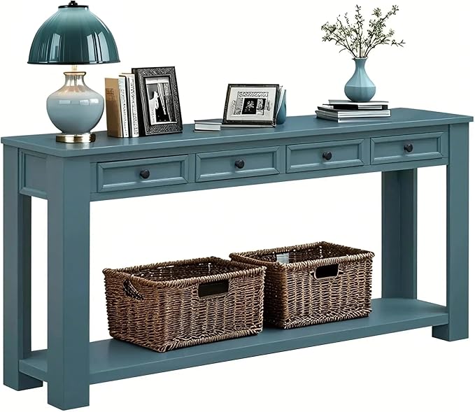 LKTART Solid Wood Console Table, 63 in Long Sofa Table Entryway Table by LKTART