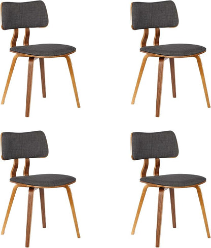 Armen Living Jaguar Mid-Century Dining Chair in Walnut Wood and Charcoal Fabric - Image 3