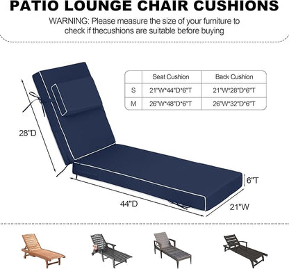 Chaise Lounge Cushions Outdoor 72x21x6 Inch, Fade Resistant 6'' Thicken Outdoor - Image 3