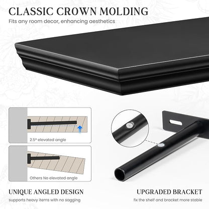 Fun Memories Floating Shelves 32 Inch Long, 9.3 Inch Deep Classic Crown Molding - Image 3