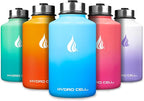 HYDRO CELL Stainless Steel Insulated Water Bottle with Straw - For Cold & Hot Drinks - Metal Vacuum Flask with Screw Cap and Modern Leakproof Sport Thermos for Adults (Sky/Blue 64oz)