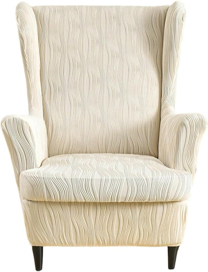 KRFOONN Stretch Wing Chair Slipcovers Printed 2 Piece Wingback Chair Covers by KRFOONN