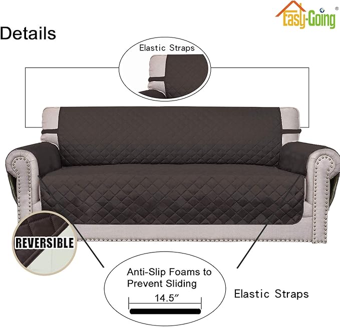 Easy-Going Reversible Couch Cover, Small Chair, Chocolate/Ivory | Machine - Image 3