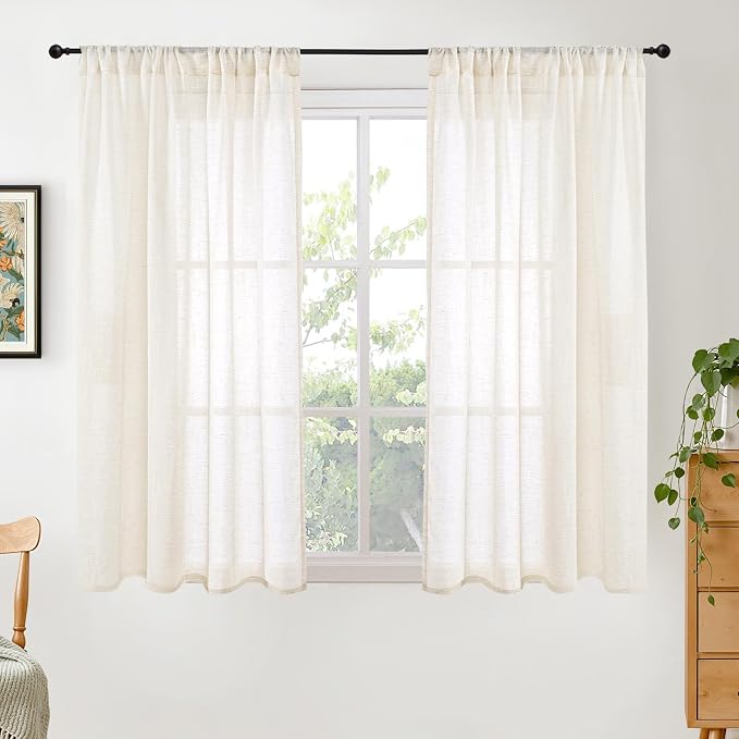 BGment Ivory Linen Curtains 48 Inches Long by BGment