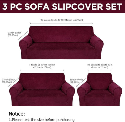 Peryiter 3 Pcs Couch and Loveseat Covers Set Sofa Cover - Image 2