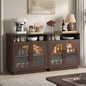 Sideboard Buffet Cabinet with Storage, Wine Bar Cabinet with Arched Glass Doors by SOLACEFURNITURE