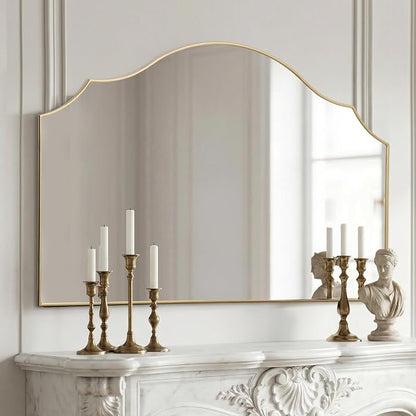 Besdomus Large Scalloped Gold Mirror: 47"x31" Modern Minimalist Wood Frame Wall - Image 7