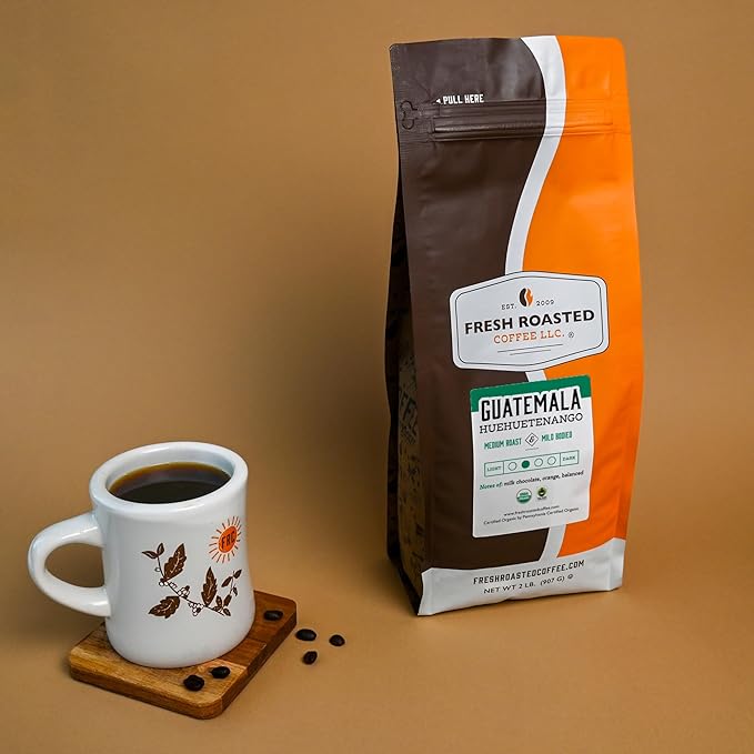Fresh Roasted Coffee, Organic Guatemala | Single Origin, USDA Organic, Mold & Myco 3rd Party Tested, Kosher | Medium Roast 2 lb (32 oz) Whole Bean