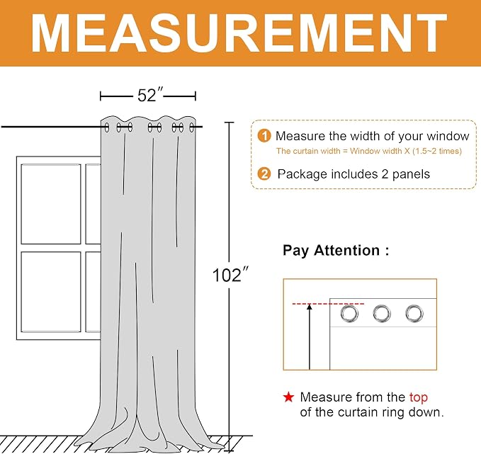 Blackout Curtains for Bedroom, 52 x 102 Inches Long, Dark Grey | Thermal - Image 7