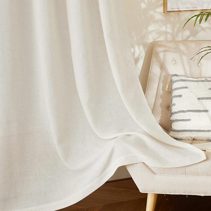NICETOWN Linen Burlap Curtains for Windows 90 inch Length, Grommet Decorative - Image 7
