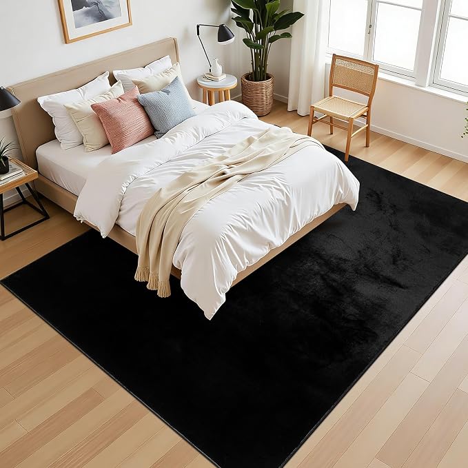 SHACOS 3x5 Ultra Soft Fluffy Faux Rabbit Fur Area Rug, Non Slip Machine - Image 8