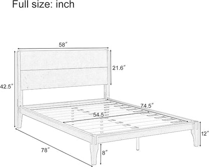 Merax Full Size Bamboo Platform Bed, Mid-Century Modern Bed Frame - Image 2