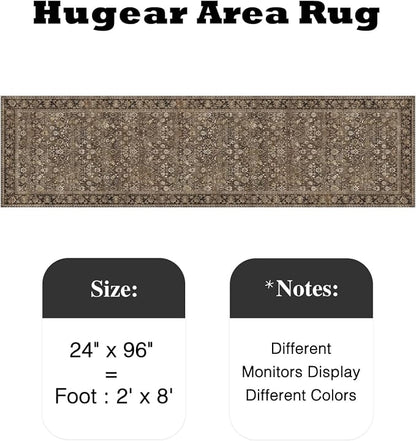 2x8 Brown Vintage Floral Washable Runner Rug - Image 2