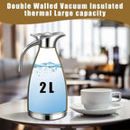 Uiifan 2 Pcs 68 oz Thermal Coffee Carafe Insulated Stainless Steel Coffee Carafe for Hot Liquids Vacuum Thermal Pot Creamer Dispenser with Brushes Keeping Hot Tea Milk Water(Champaign Gold)