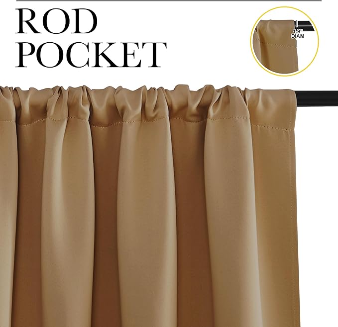 NICETOWN Gold Brown Blackout Curtains Panels - Image 2
