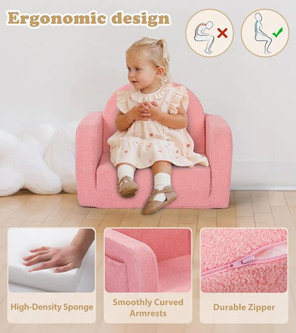 Foryoomi Kids Couch, 2-in-1 Soft Toddler Couch Fold Out - Image 5