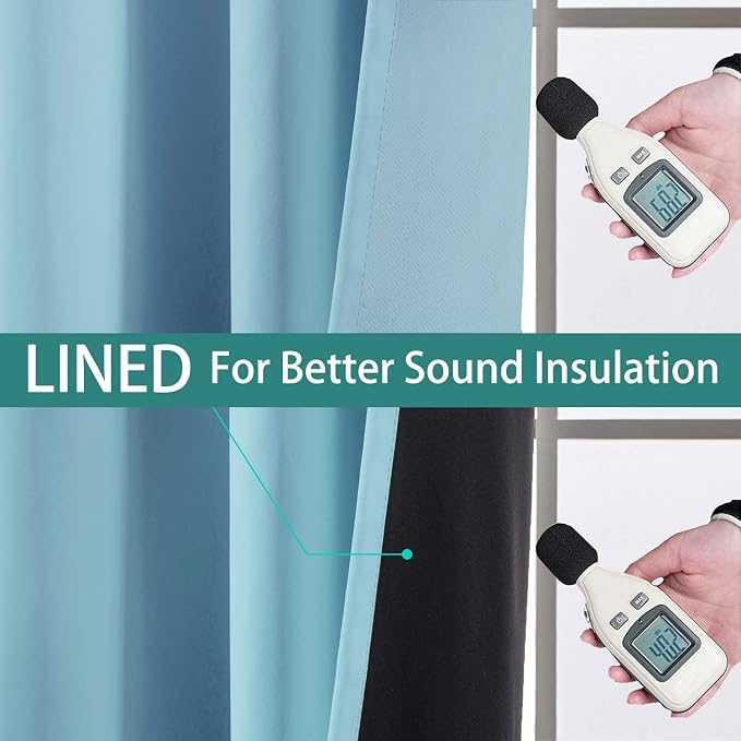 Yakamok Sky Blue 100% Blackout Curtains 63 Inches Long 52" Wide 2 Panel | - Image 4