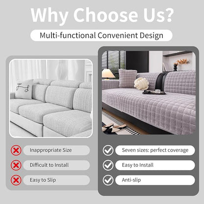 Velvet Couch Cover, Washable Sectional Sofa Cover, Anti Slip Sofa Slipcover - Image 5
