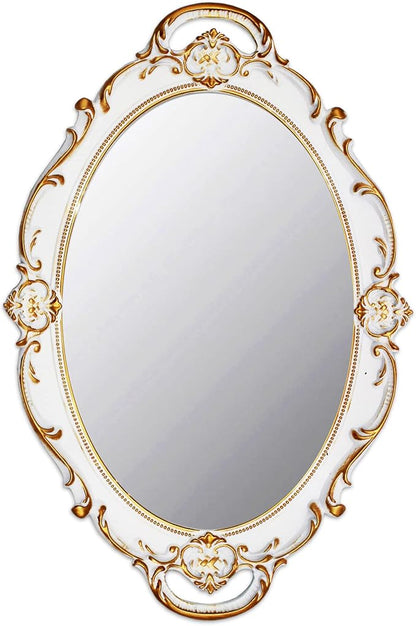 YCHMIR Vintage Mirror Small Wall Mirror 14.5 x 10 inchs Oval White by YCHMIR