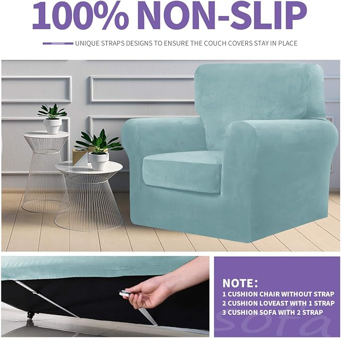 ZNSAYOTX Luxury Velvet Sofa Cover 3 Piece Stretch Loveseat Covers - Image 5